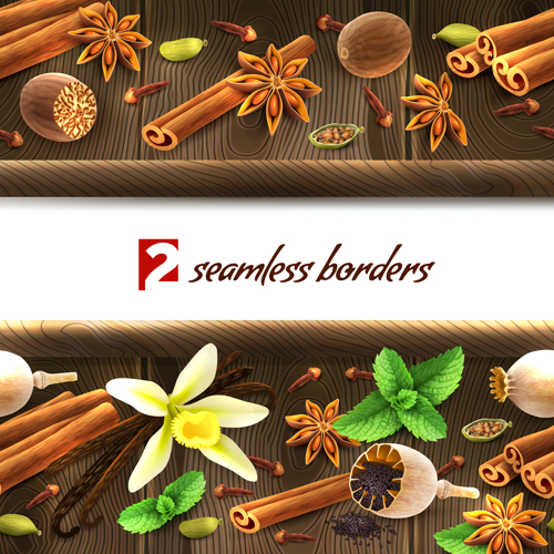 Spices seamless borders vector graphics spices seamless design borders   