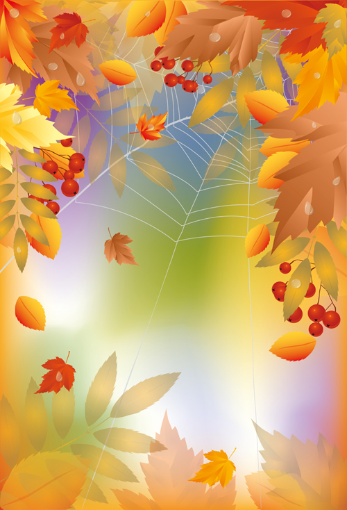 Shiny autumn vector background art 01 shiny autumn   