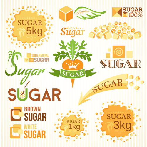 Sugar labels with logos vector material 05 sugar material logos labels   