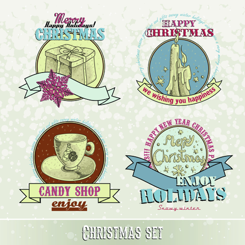 Vintage 2015 Christmas labels 05 vector set vintage labels christmas 2015   