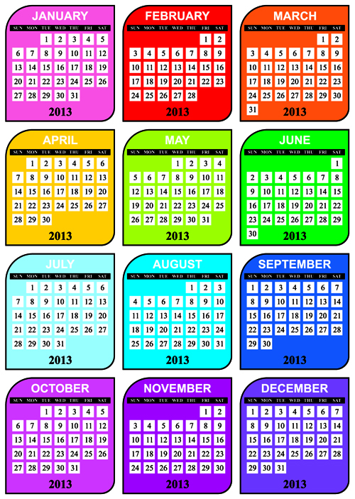 Elements of 2013 Year Planner Calendars design Vector 01 planner elements element calendars calendar 2013   
