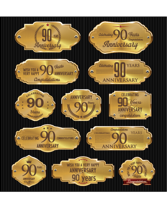 Luxury anniversary golden laurel labels vector 03 luxury labels golden anniversary   