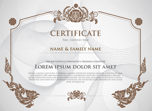 Certificate template with retro frame vector 01 Retro font frame certificate template certificate   