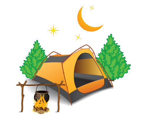 Set of Camping design elements vector 11 element design elements camping   