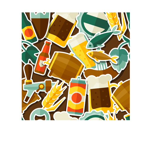 Sticker beer seamless pattern vector sticker seamless pattern beer   