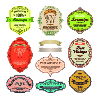 Vintage Style labels vector set 01 Vintage Style vintage style labels label   