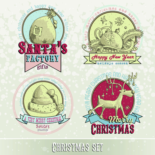 Vintage 2015 Christmas labels 06 vector set vintage labels christmas 2015   