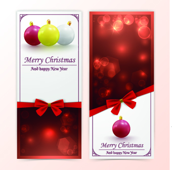 2014 Merry Christmas bow cards design vector set 03 merry christmas cards card 2014   
