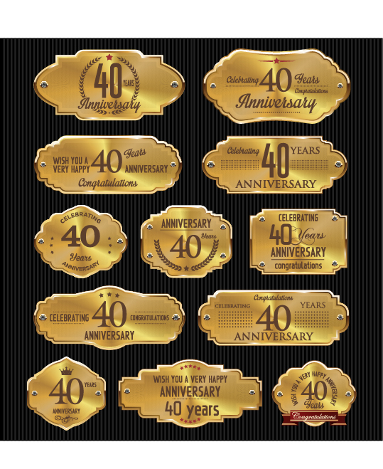 Luxury anniversary golden laurel labels vector 04 luxury labels golden anniversary   