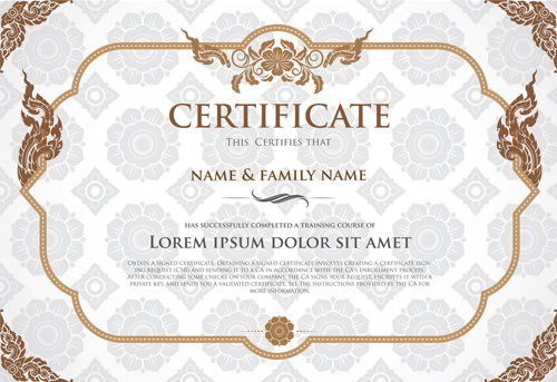 Certificate template with retro frame vector 02 Retro font frame certificate template certificate   