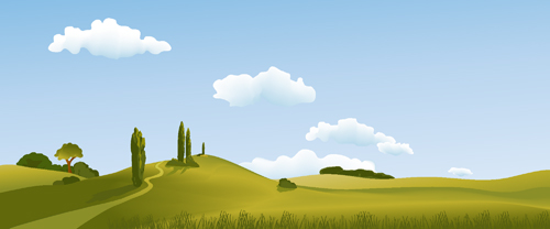 Beautiful fields landscapes vector set 14 landscape fields beautiful   