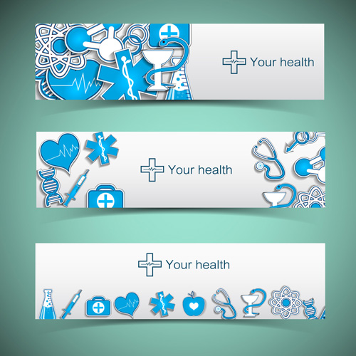 Medical elements vector banner 02 medical elements element banner   