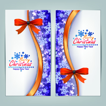 2014 Merry Christmas bow cards design vector set 02 merry christmas cards card 2014   