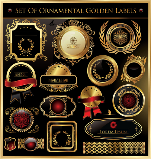 luxurious Golden frames and labels design vector 02 luxurious labels label frame format   