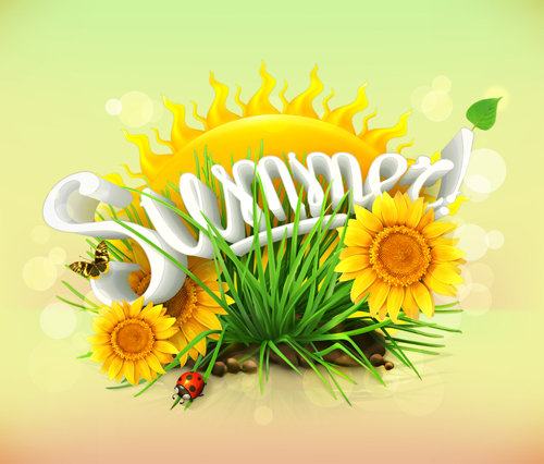 Summer sun with sunflower art background sunflower summer flower background   