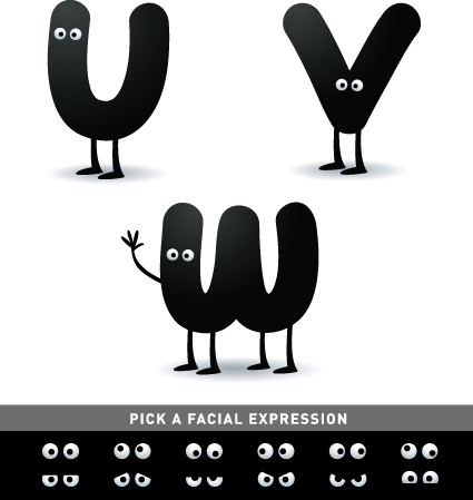 Funny Cartoon alphabet design vector material 01 material funny cartoon alphabet   