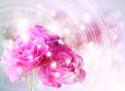 Points of light background with flowers vector set 01 Points light flowers flower   
