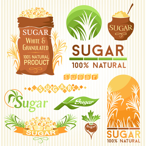 Sugar labels with logos vector material 04 sugar material logos labels   