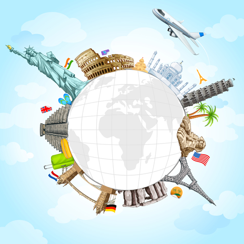 Travel around the world creative vector material 03 travel around the world around   