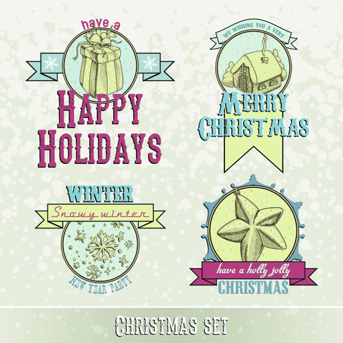 Vintage 2015 Christmas labels 02 vector set vintage labels christmas 2015   