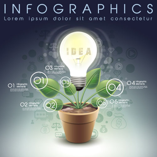 Bulb with planters infographics creative vector planters infographics creative bulb   