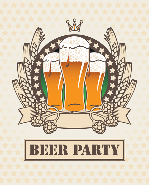 Retro Beer party Mark design vector 03 Retro font party mark beer   