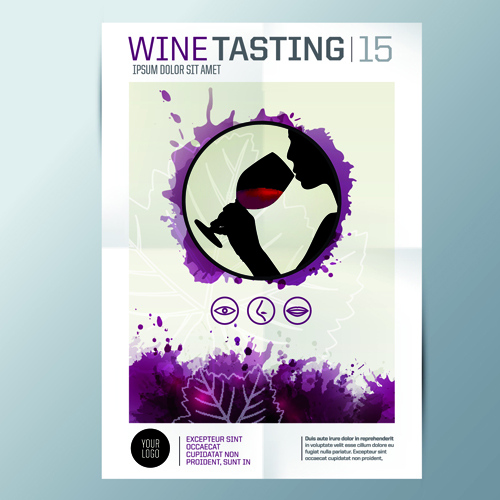 Watercolor wine menu design vector 01 wine watercolor menu   