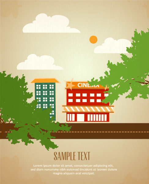 Cartoon city scenery vector 23 scenery city cartoon   