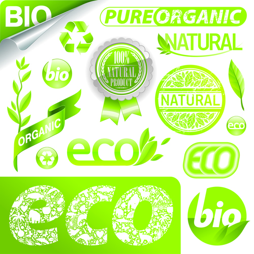 Set of Eco and Bio elements vector labels 02 labels label elements element eco bio   