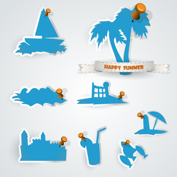 Set of blue Sticker design vector graphic 02 sticker blue   