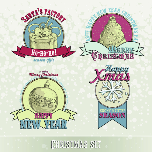 Vintage 2015 Christmas labels 01 vector set vintage labels christmas 2015   