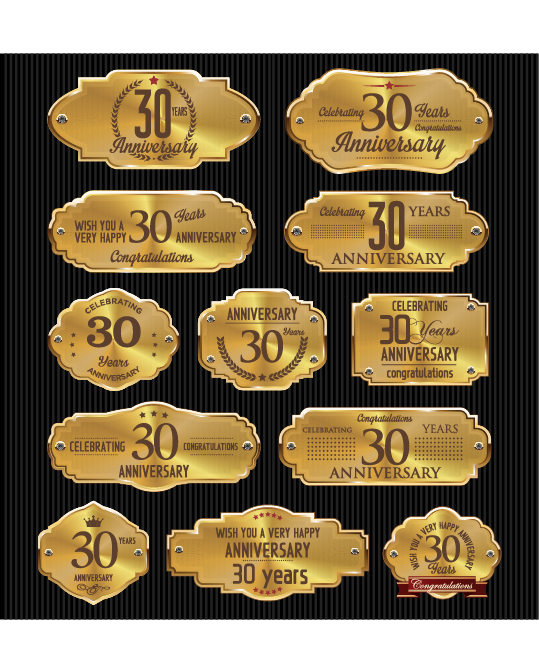 Luxury anniversary golden laurel labels vector 07 luxury labels golden anniversary   