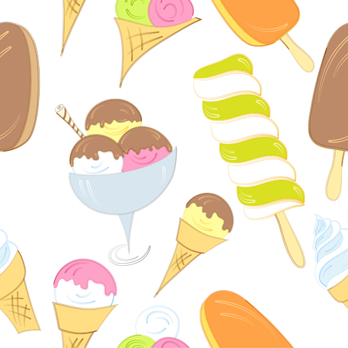 Hand drawing ice cream seamless pattern vector seamless pattern vector pattern ice cream drawing   