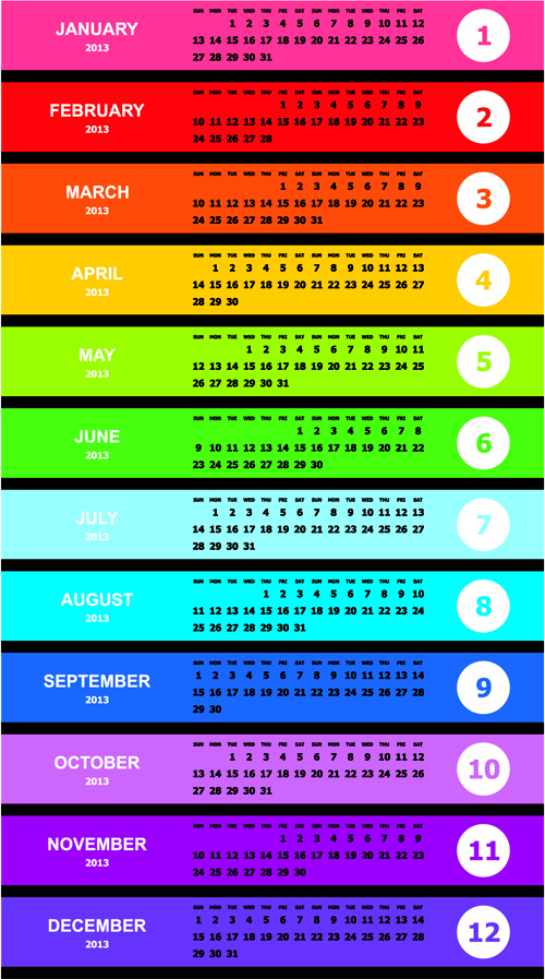 Elements of 2013 Year Planner Calendars design Vector 02 planner elements element calendars calendar 2013   