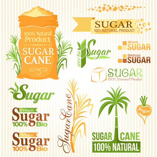 Sugar labels with logos vector material 03 sugar material logos labels   