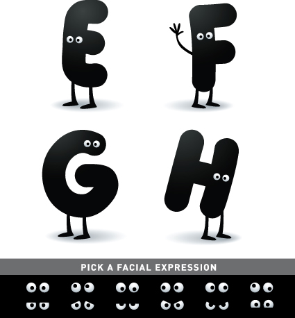 Funny Cartoon alphabet design vector material 03 material funny cartoon alphabet   