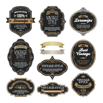 Vintage Style labels vector set 02 Vintage Style vintage style labels label   