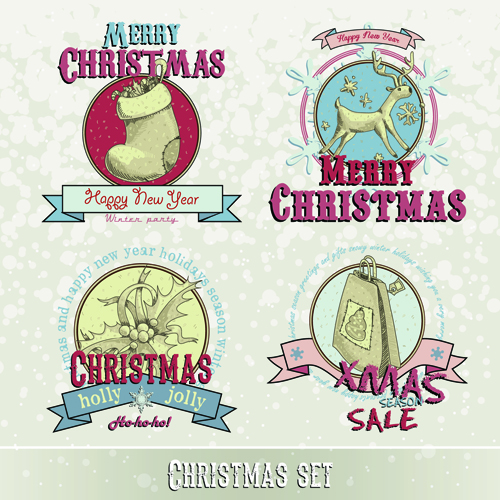 Vintage 2015 Christmas labels 04 vector set vintage labels christmas 2015   