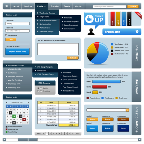 Vector business website elements kit set 04 website kit business   