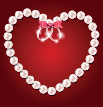 Pearl heart and wedding rings vector 02 wedding rings pearl heart   