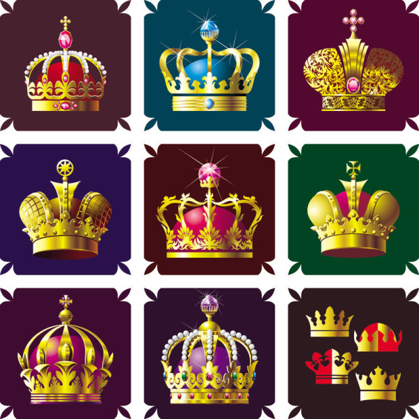 Set of gold color Crown vector 01 gold color crown   