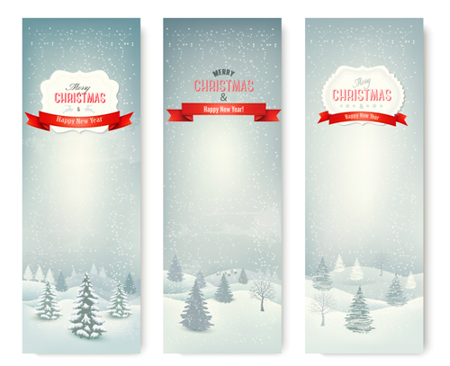 Christmas banners with winter snow vector set 03 winter snow christmas banners   