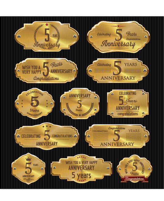 Luxury anniversary golden laurel labels vector 02 luxury labels golden anniversary   