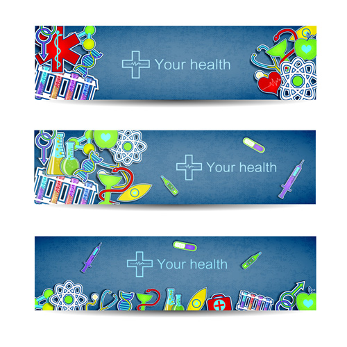 Medical elements vector banner 03 medical elements element banner   