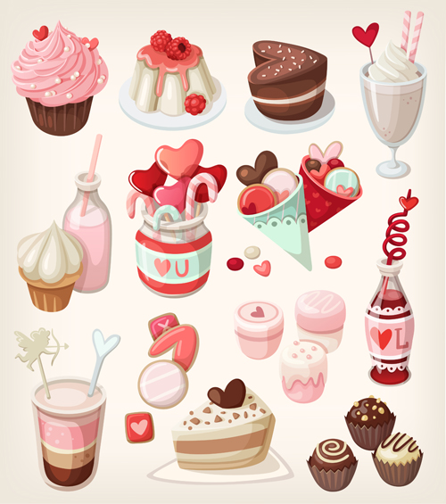 Ice cream and cake vectors material ice cream cream cake   