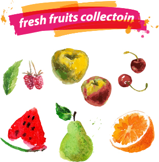 Watercolor fresh fruits set 06 vector watercolor fruits fresh   