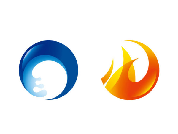Fire and water circular Icon vector water icon fire circular and   