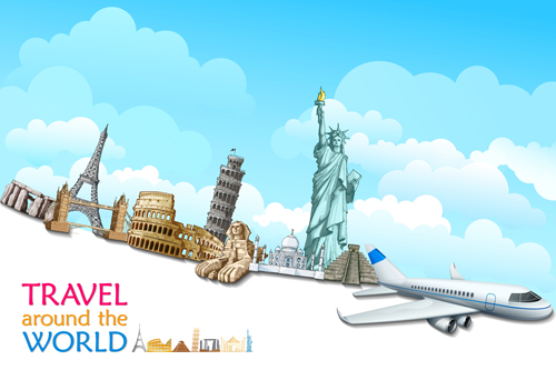 Travel around the world creative vector material 05 world travel around the world around   