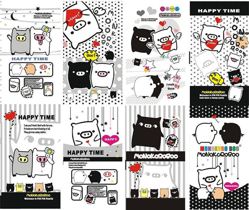 Black and white cartoon elements vector graphics cartoon black and white   