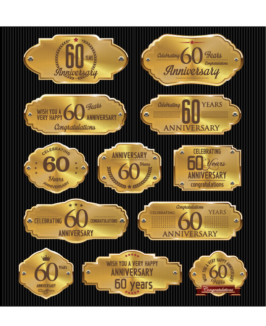 Luxury anniversary golden laurel labels vector 11 luxury laurel labels golden anniversary   